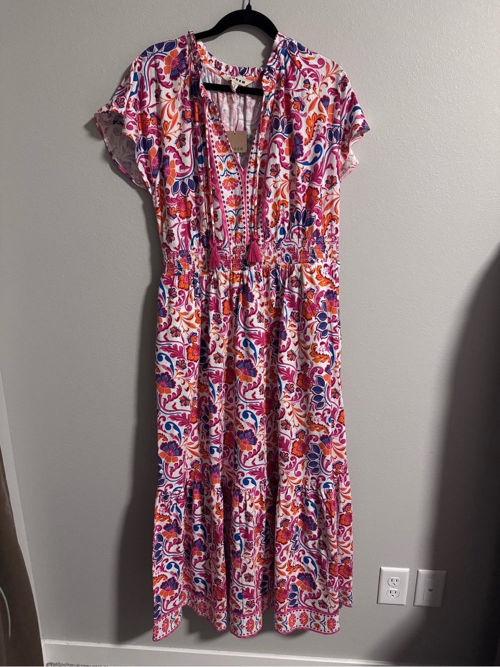Boden Tala Floral Pink & Orange Maxi Dress NWT